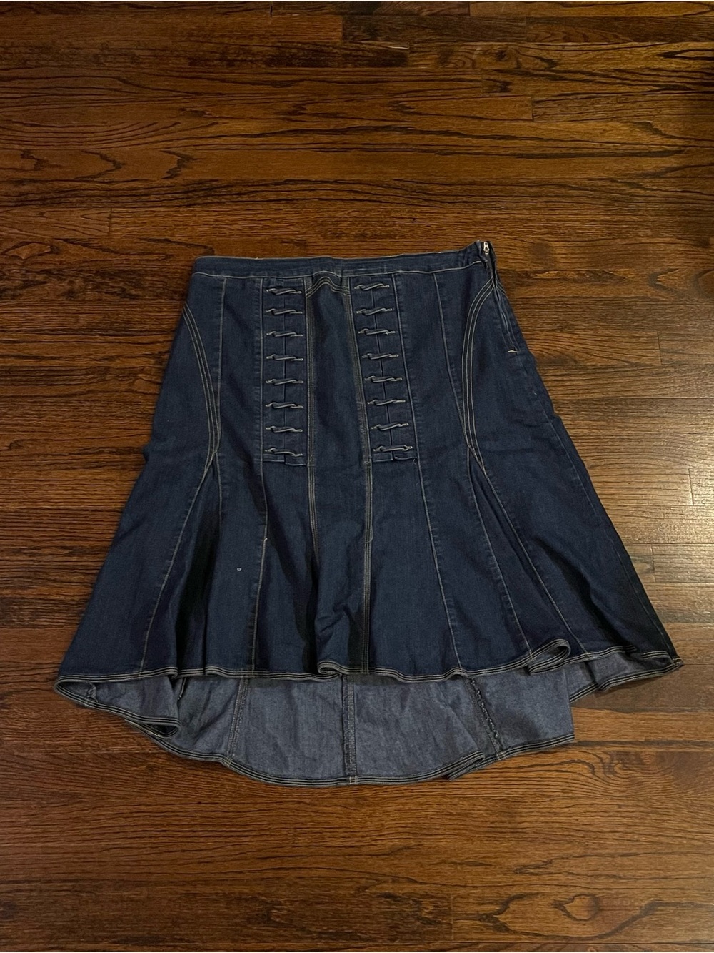 Vintage Ashley Stewart Dark Blue Denim Flared Skirt